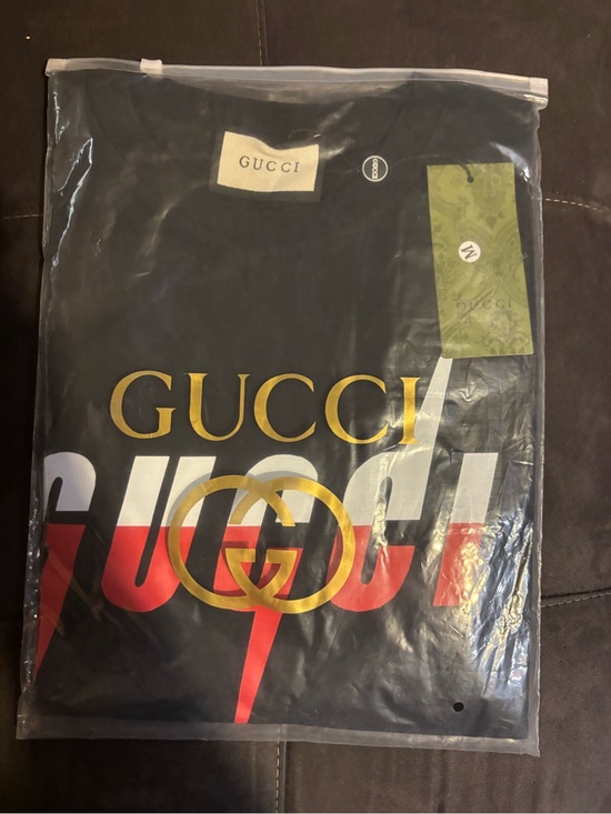 Gucci Other - Gucci Black Short-Sleeve Logo Tee with Gold and Red Accents